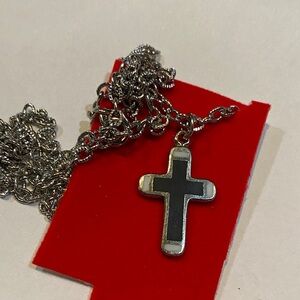 Stylish Silver and Black Cross Necklace